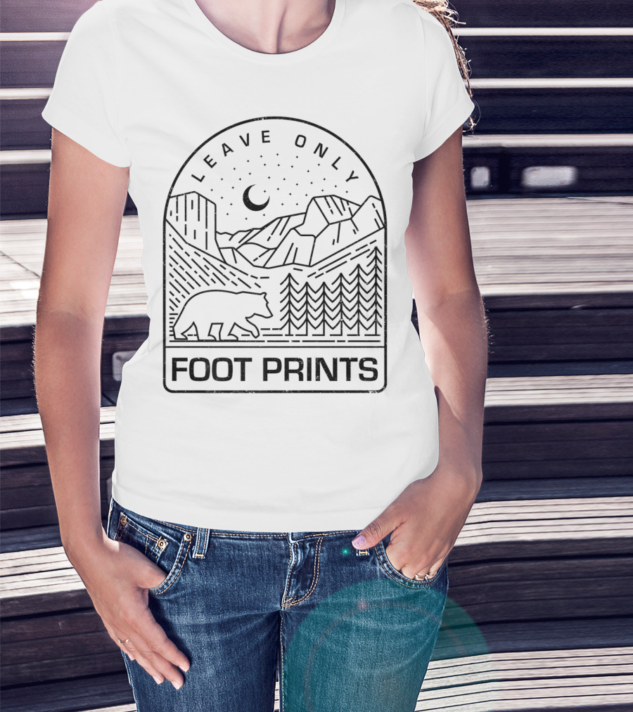 Leave Only Foot Prints Bear Mountain Night Sky Nature T-Shirt