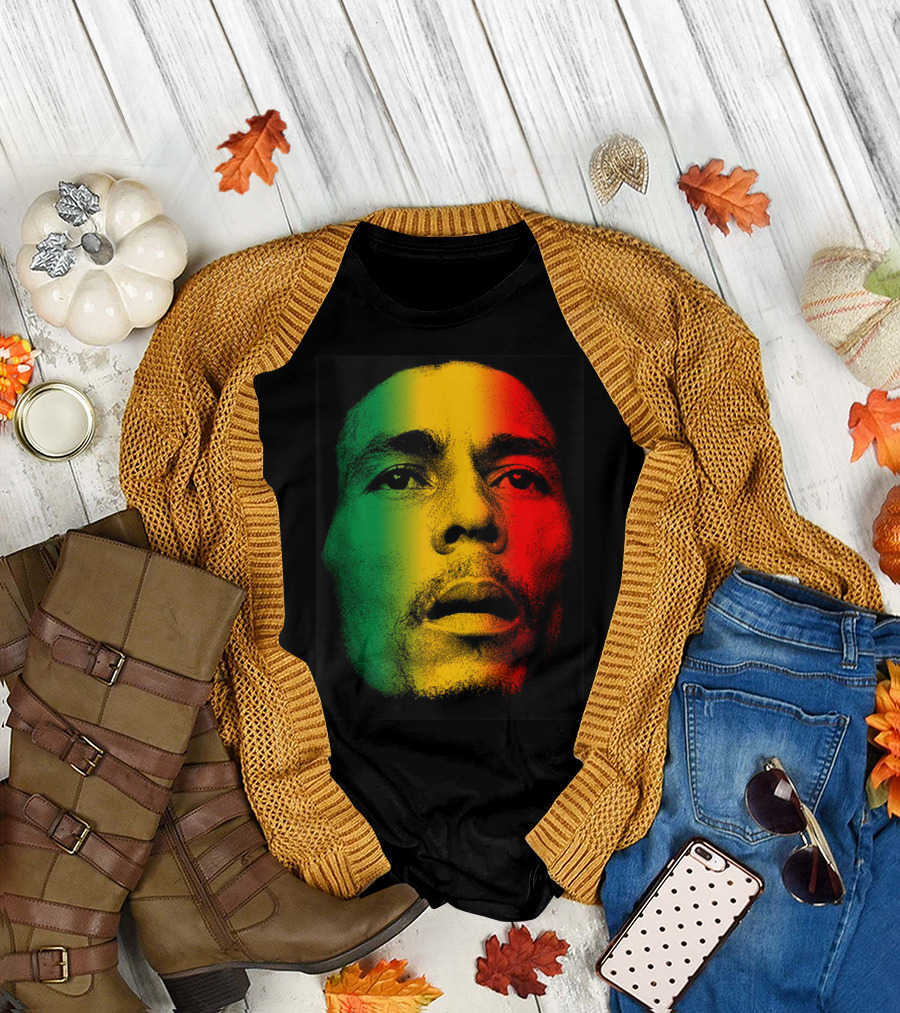 Marley Rasta Face Bob Lover Reggae Colors T-Shirt