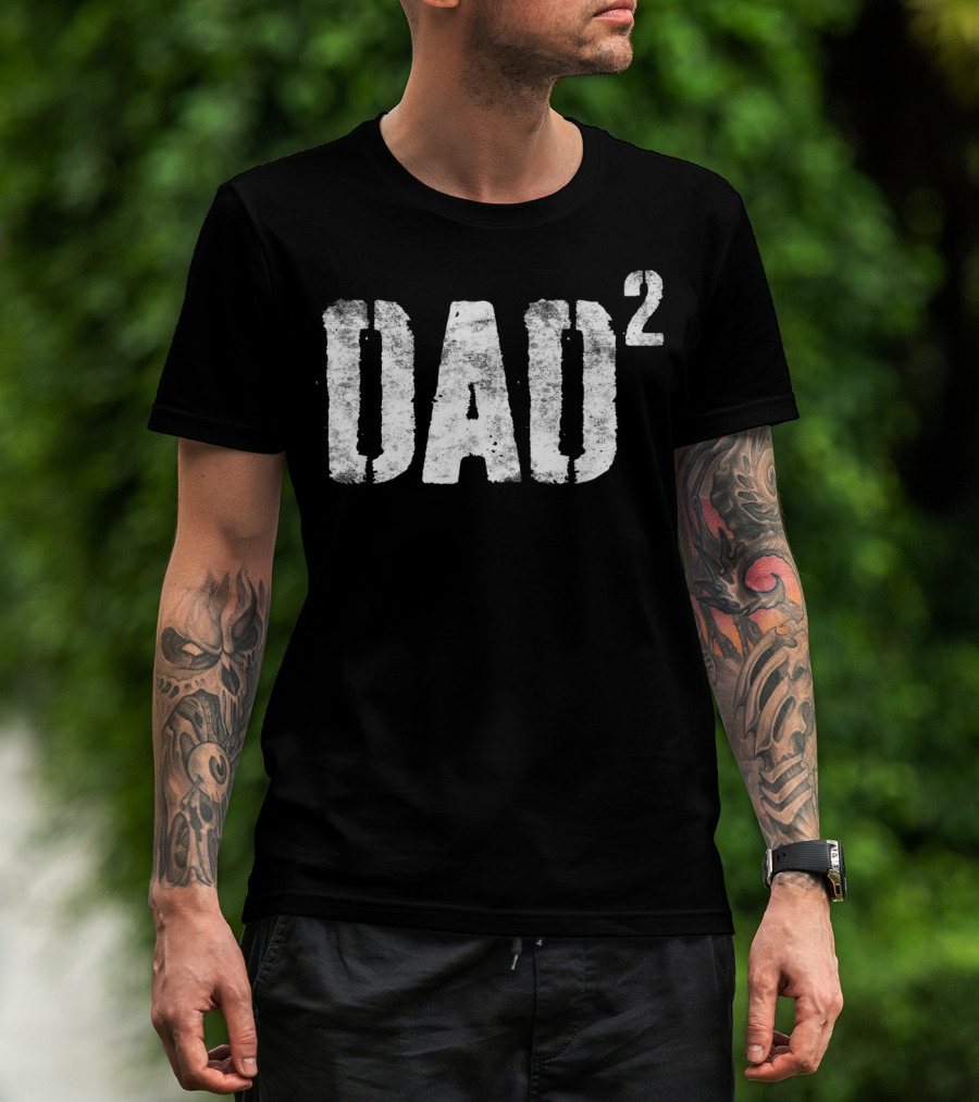 Mens Dad Squared Dad Of Two T-Shirt