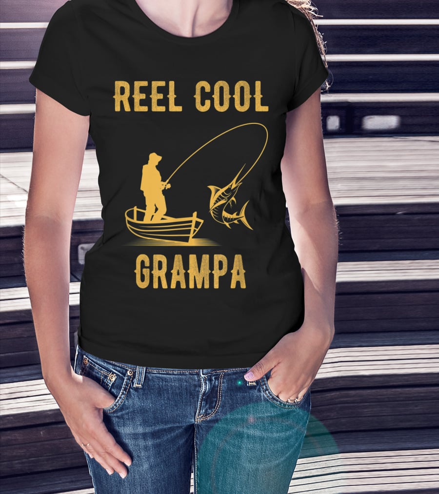 Reel Cool Grampa Fishing Boat And Catching Fish T-Shirt