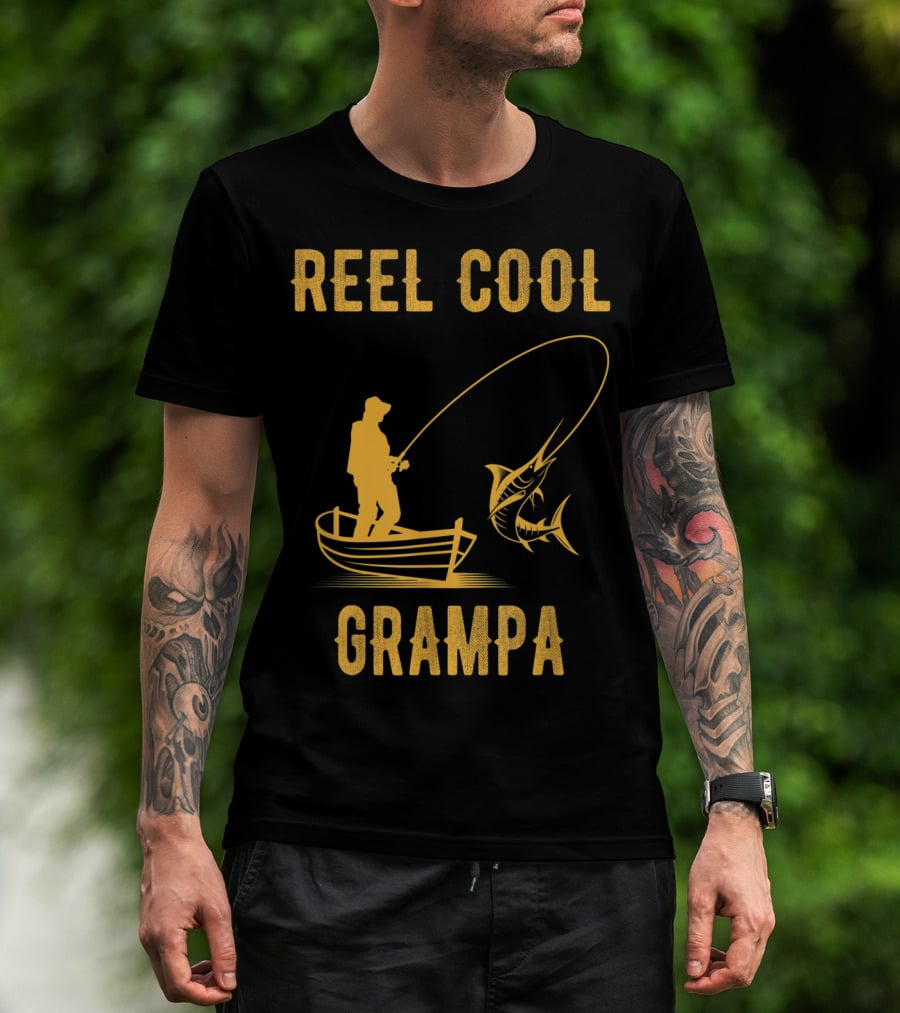 Reel Cool Grampa Fishing Boat And Catching Fish T-Shirt