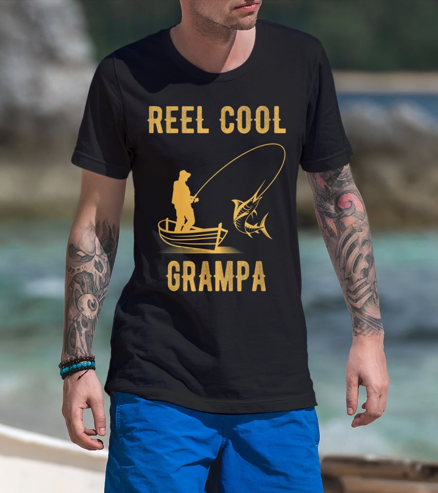 Reel Cool Grampa Fishing Boat And Catching Fish T-Shirt