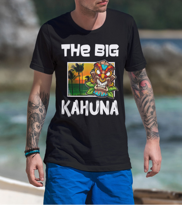 The Big Kahuna Tiki Bar Vibes Aloha Haw Palm Sunset Mask T-Shirt