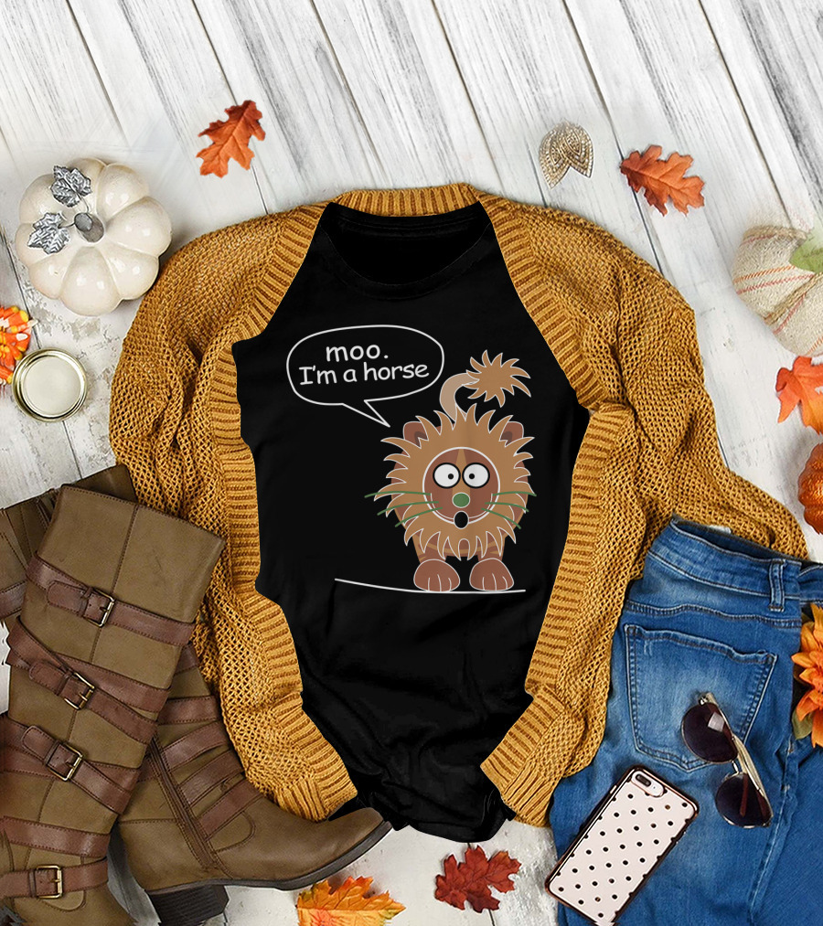 Moo I'm a Horse Cute Lion Illustration Sticker T-Shirt