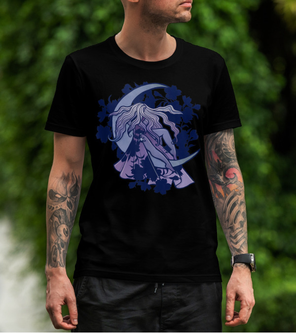Moon Child Goddess Pagan Crescent Moon Floral T-Shirt