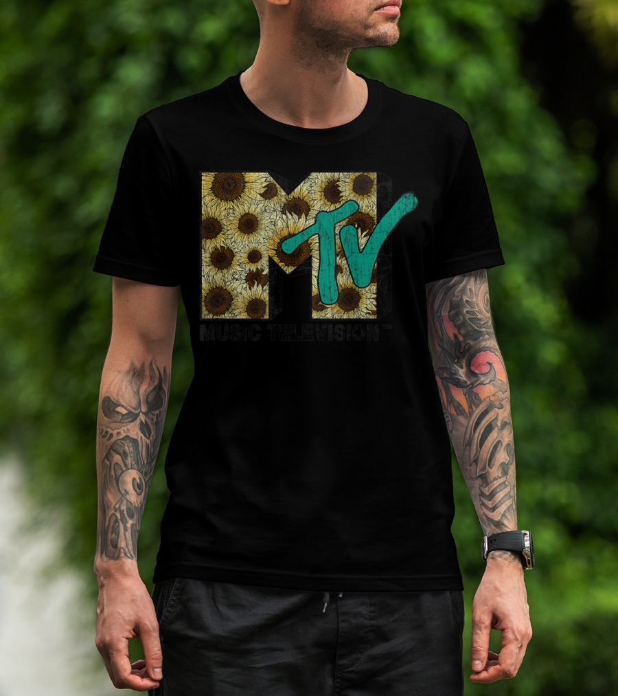 MTV Music Television Distressed Vintage Sunflower T-Shirt