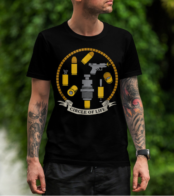 Circle Of Life Reloading Patriot Patch Co Gun Ammo Bullet Cartridge T-Shirt