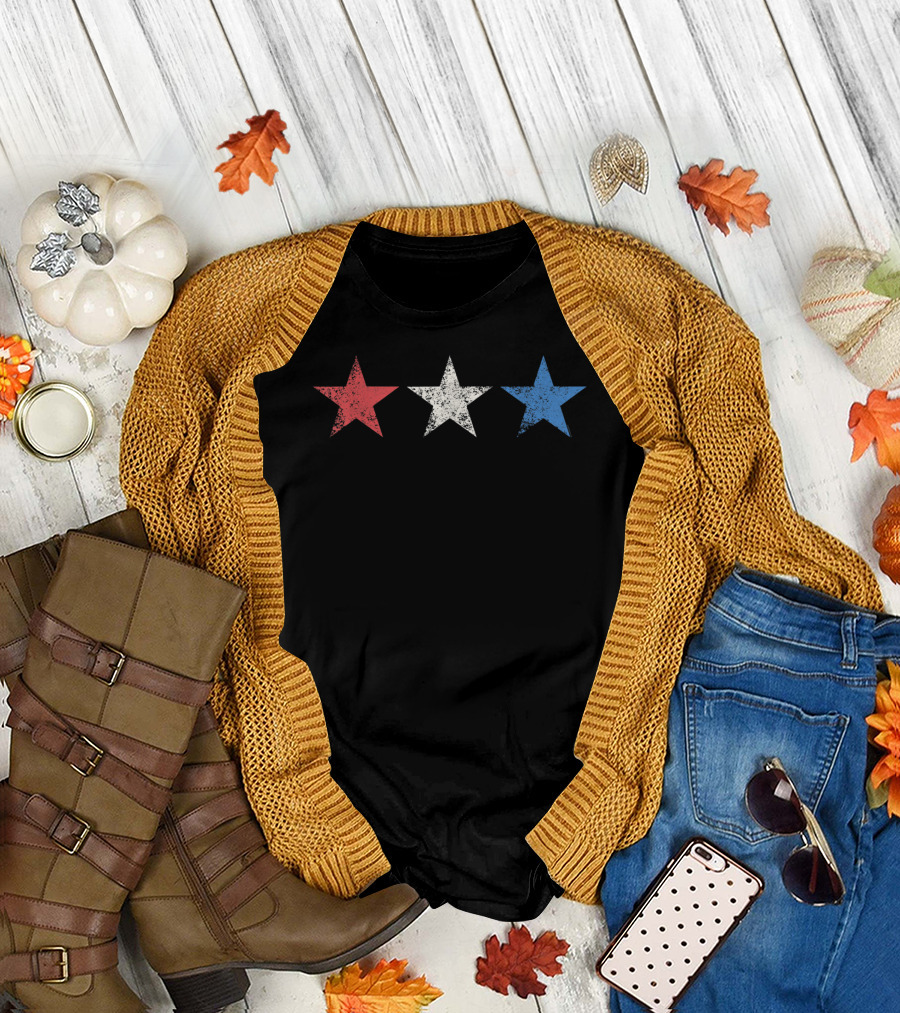 Patriotic Red White Blue Stars American Flag 4th of July T-Shirt