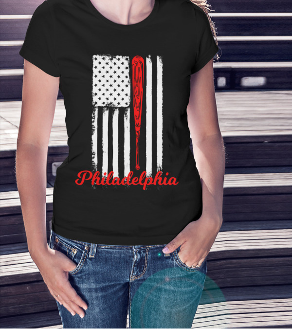 Philadelphia Baseball Flag American Bat T-Shirt