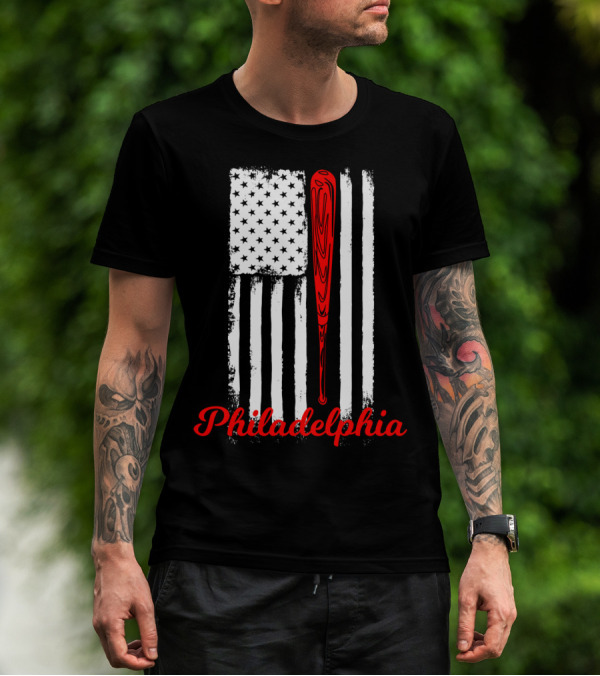 Philadelphia Baseball Flag American Bat T-Shirt