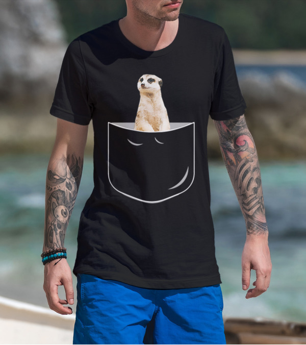 Pocket Meerkat Funny Meerkat In Pocket Standing Cute Wildlife Surrogate T-Shirt
