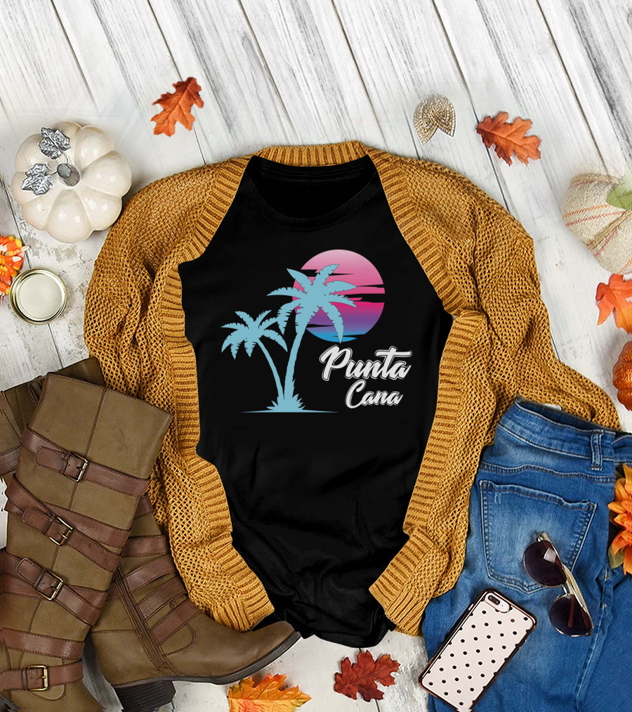 Punta Cana Cool Dainty Beach Lovers Sunset Palm Trees T-Shirt