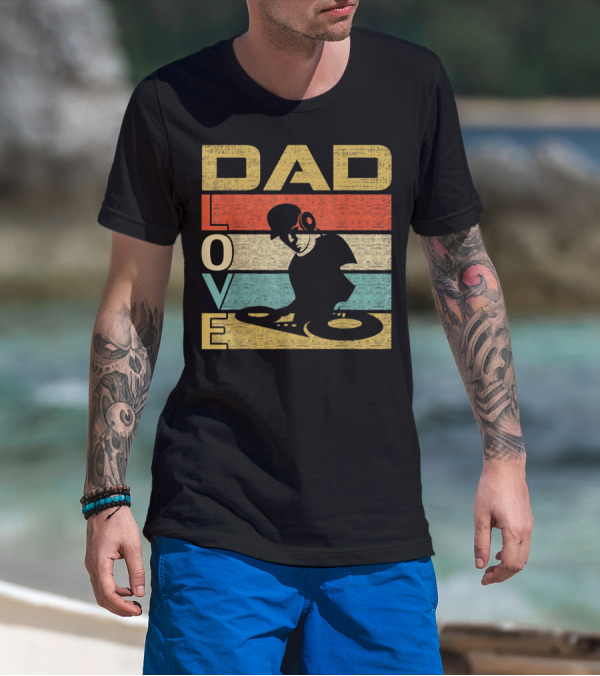 Retro Vintage Dad Love DJ Deejay Funny Father's T-Shirt