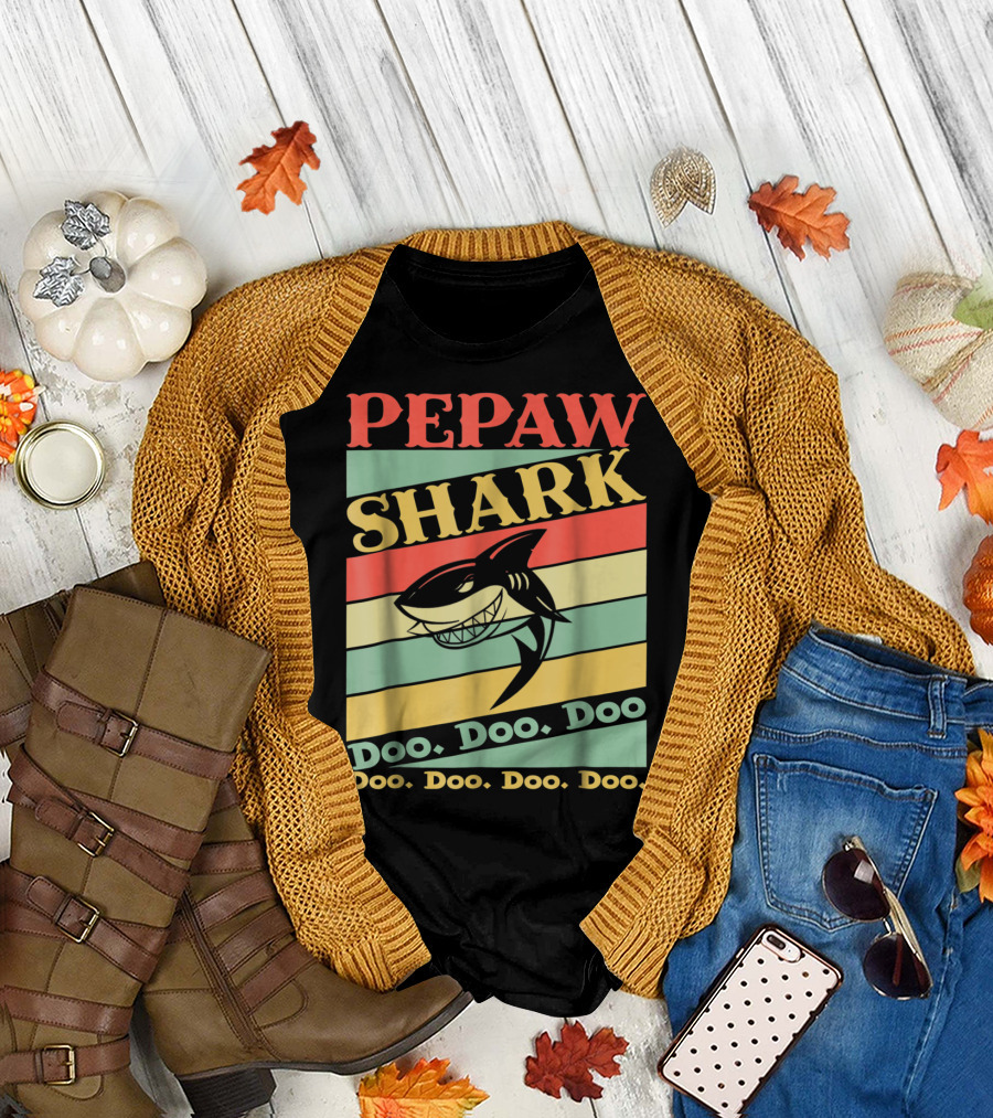 PEPAW SHARK Doo Doo Doo Retro Vintage T-Shirt
