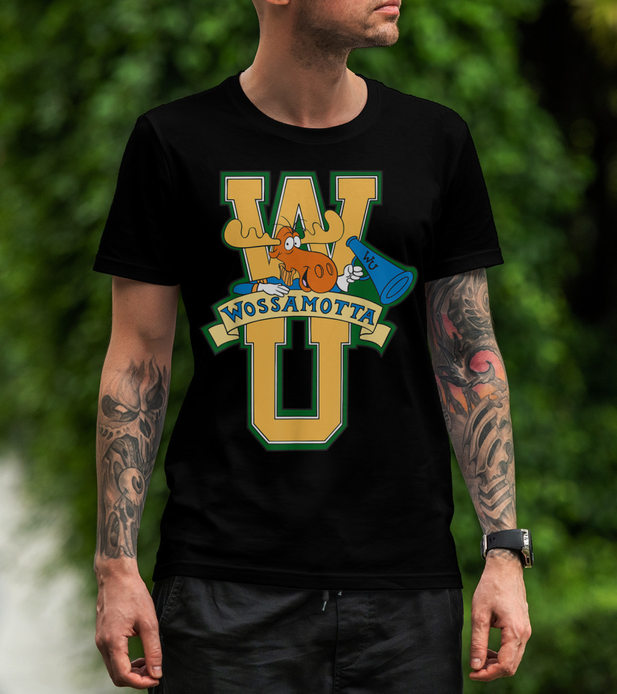 Rocky And Bullwinkle Wossamotta U WU Moose Megaphone T-Shirt