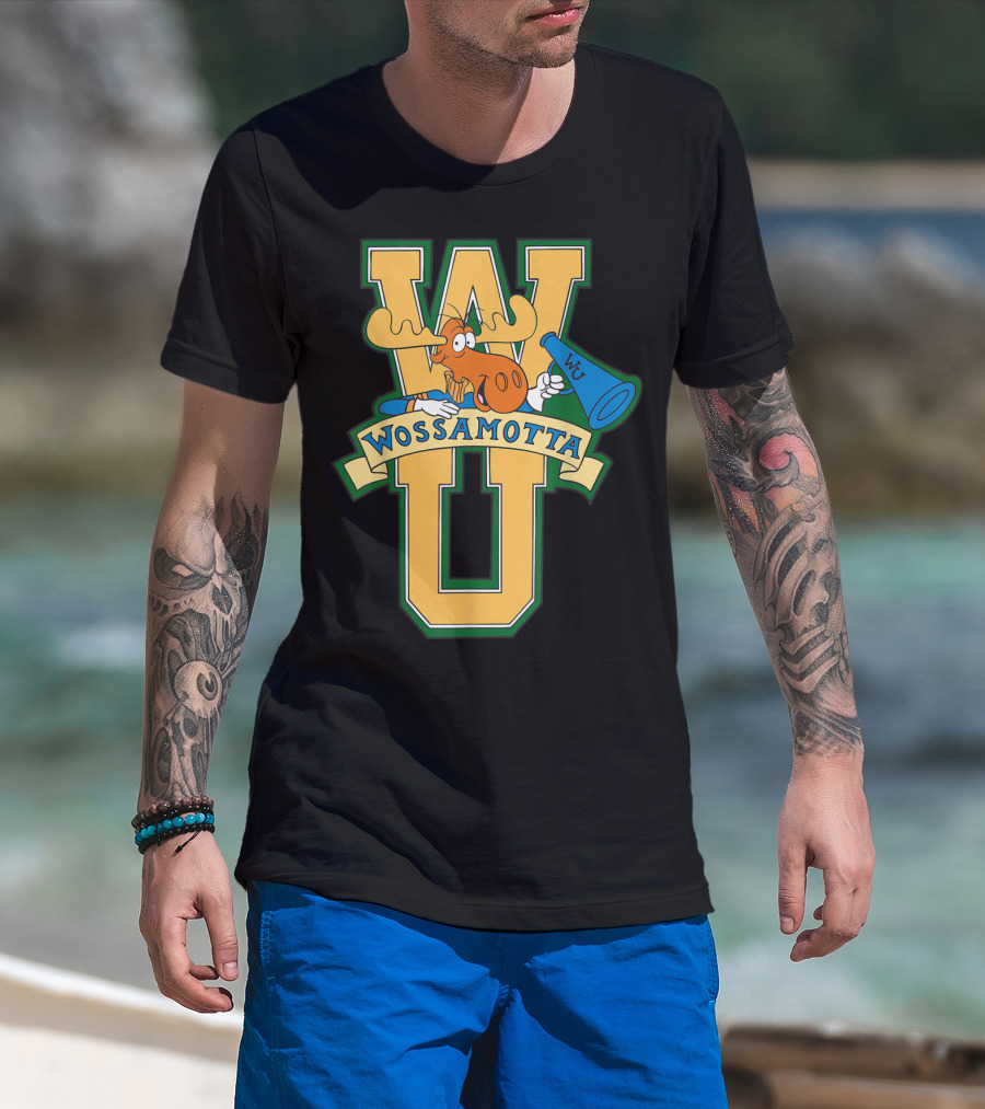 Rocky And Bullwinkle Wossamotta U WU Moose Megaphone T-Shirt