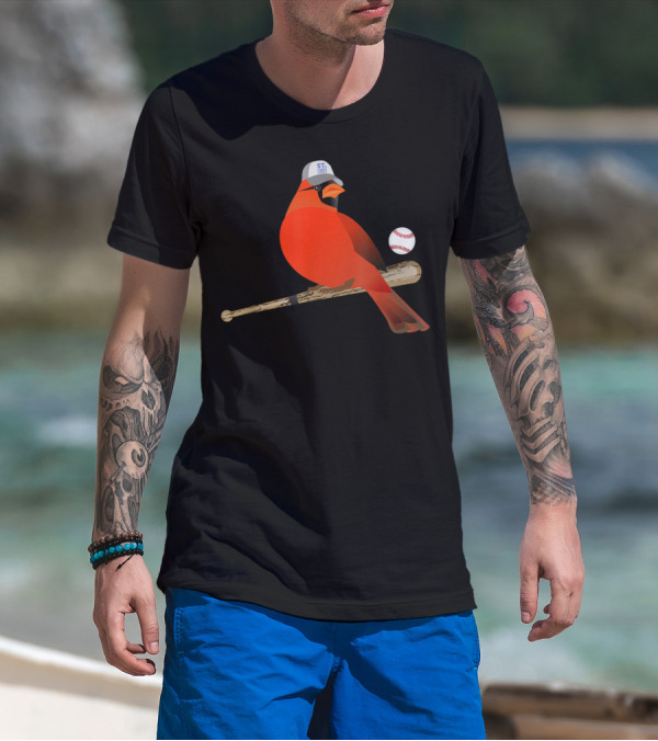 Saint Louis Red Cardinal Baseball Bat And Cap T-Shirt
