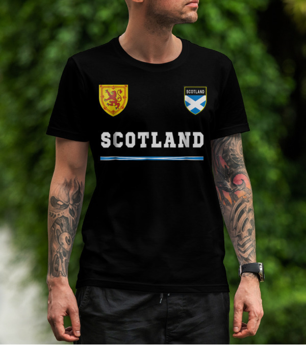 Scotland Soccer Jersey Flag With Scottish Lion And Saltire Badges T-Shirt
