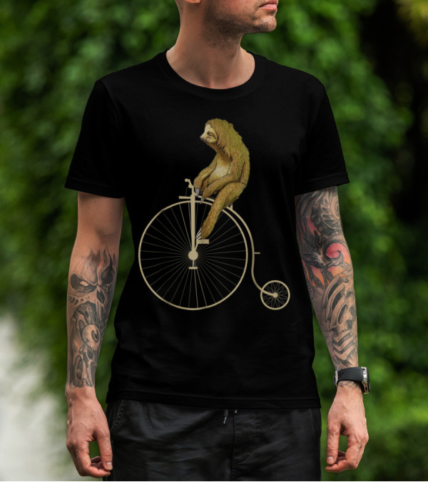 Sloth Riding A Vintage Penny Farthing Bicycle T-Shirt