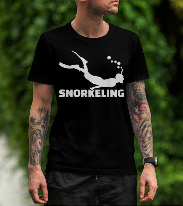 Snorkeling Diver Silhouette With Bubbles T-Shirt