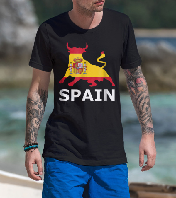 Spain Bull With Spanish Flag Crest T-Shirt