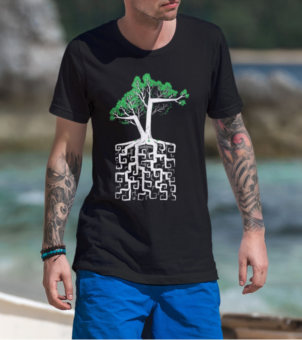 Square Root Tree Math Concept With Intricate Roots And Foliage T-Shirt