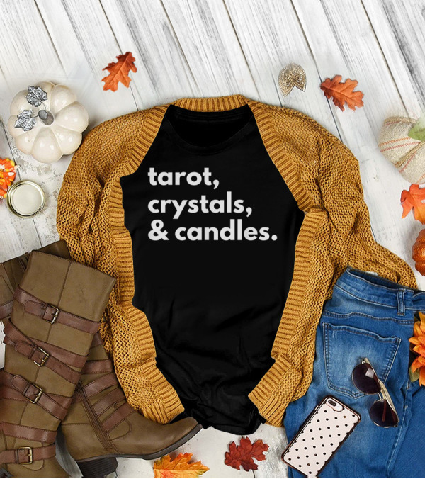 Tarot Crystals And Candles Magick Mystical Elements T-Shirt