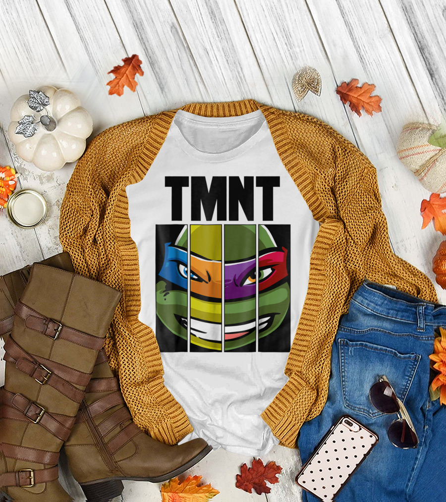 TMNT Turtle Faces Colorful Bandana Mashup T-Shirt