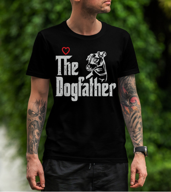 The Dogfather Jack Russell Dog Dad Father With Heart T-Shirt