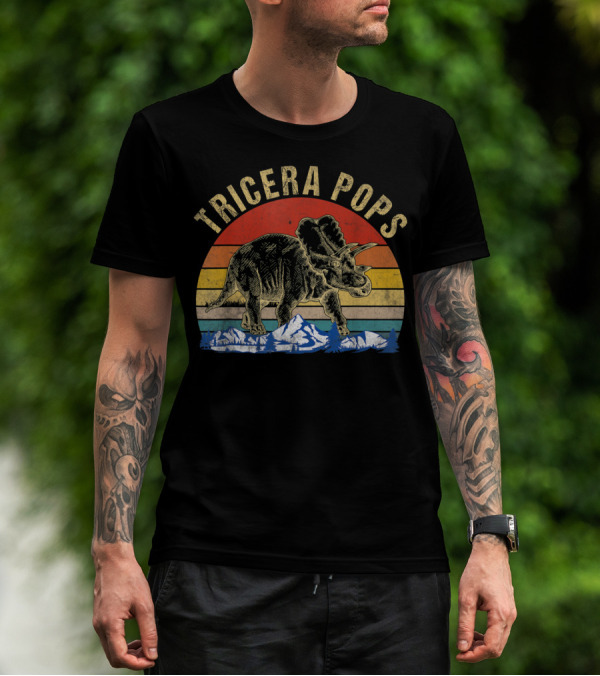 Tricera Pops Dinosaur Dad Triceratops Vintage T-Shirt