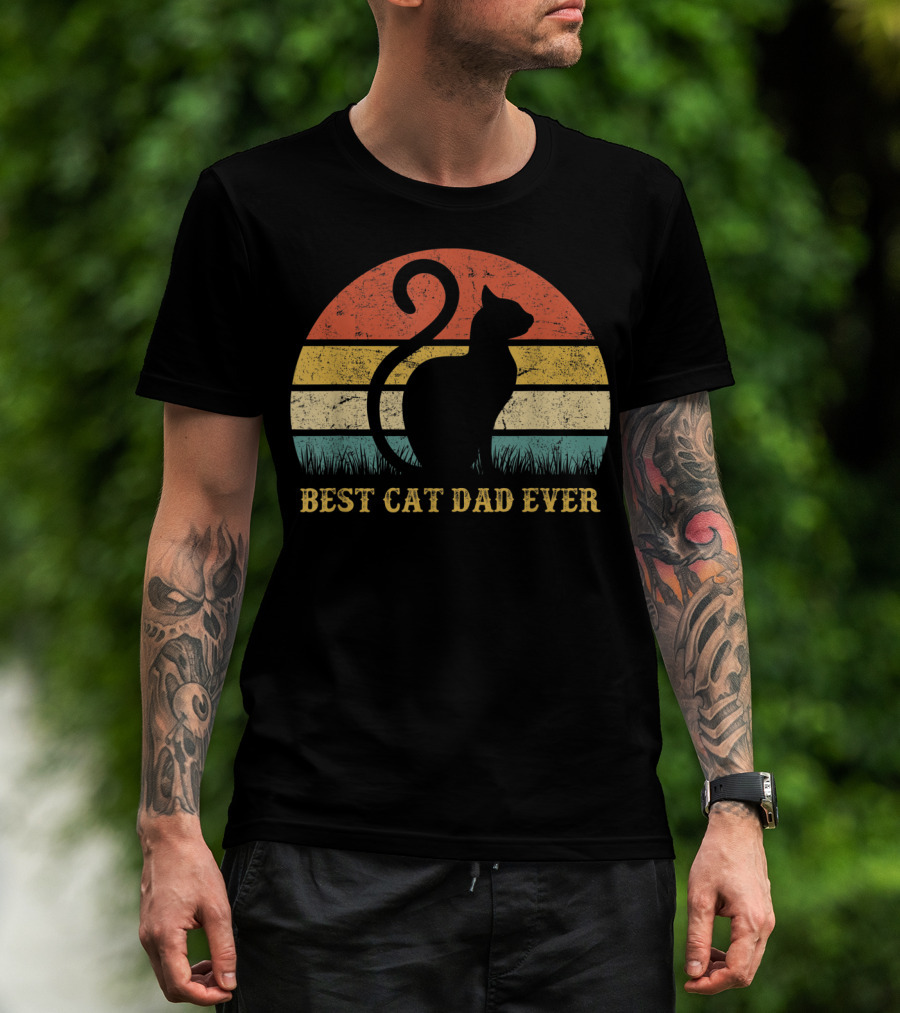 Best Cat Dad Ever Vintage Cat Daddy Father T-Shirt