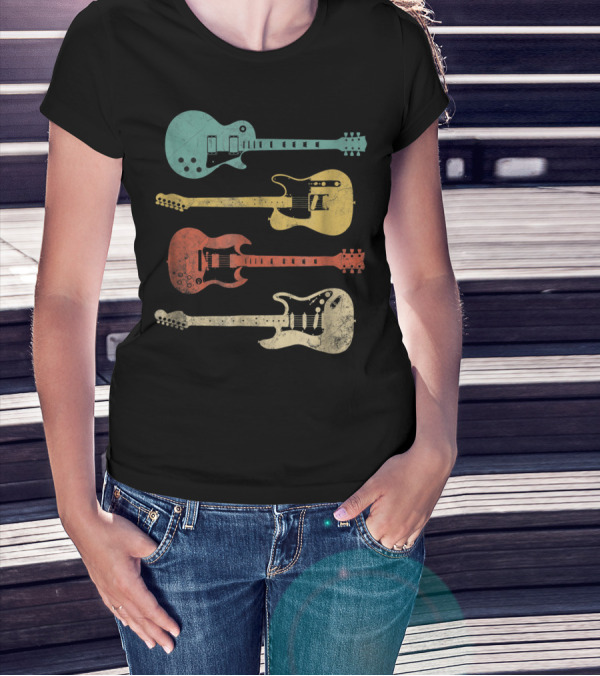 Vintage Classic Colorful Electric Guitars Collection T-Shirt