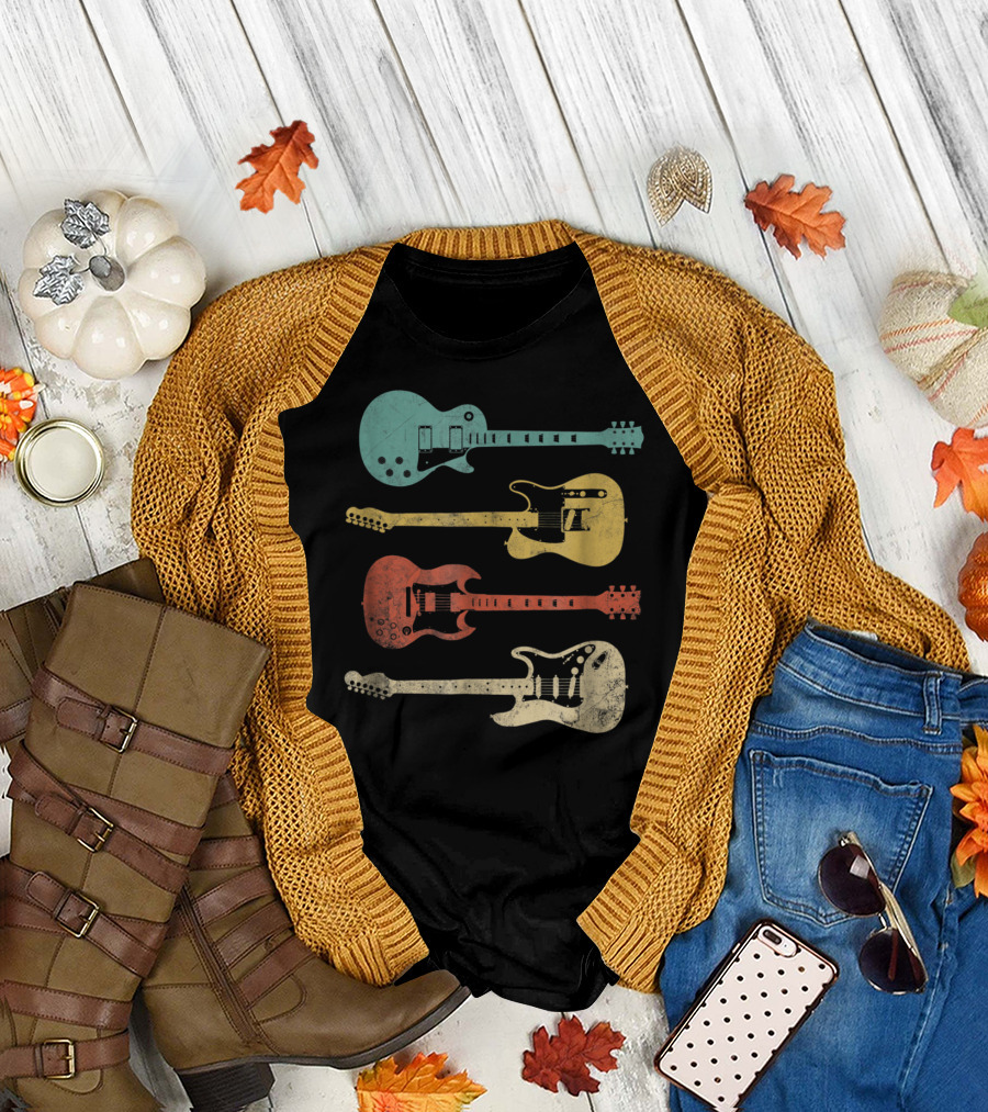 Vintage Classic Colorful Electric Guitars Collection T-Shirt