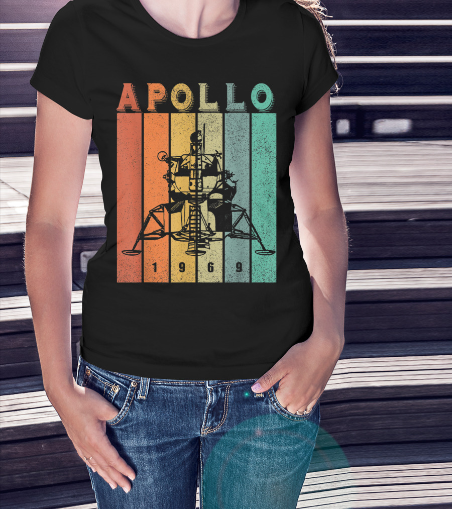 Apollo 1969 Lunar Module Vintage Retro Stripes T-Shirt