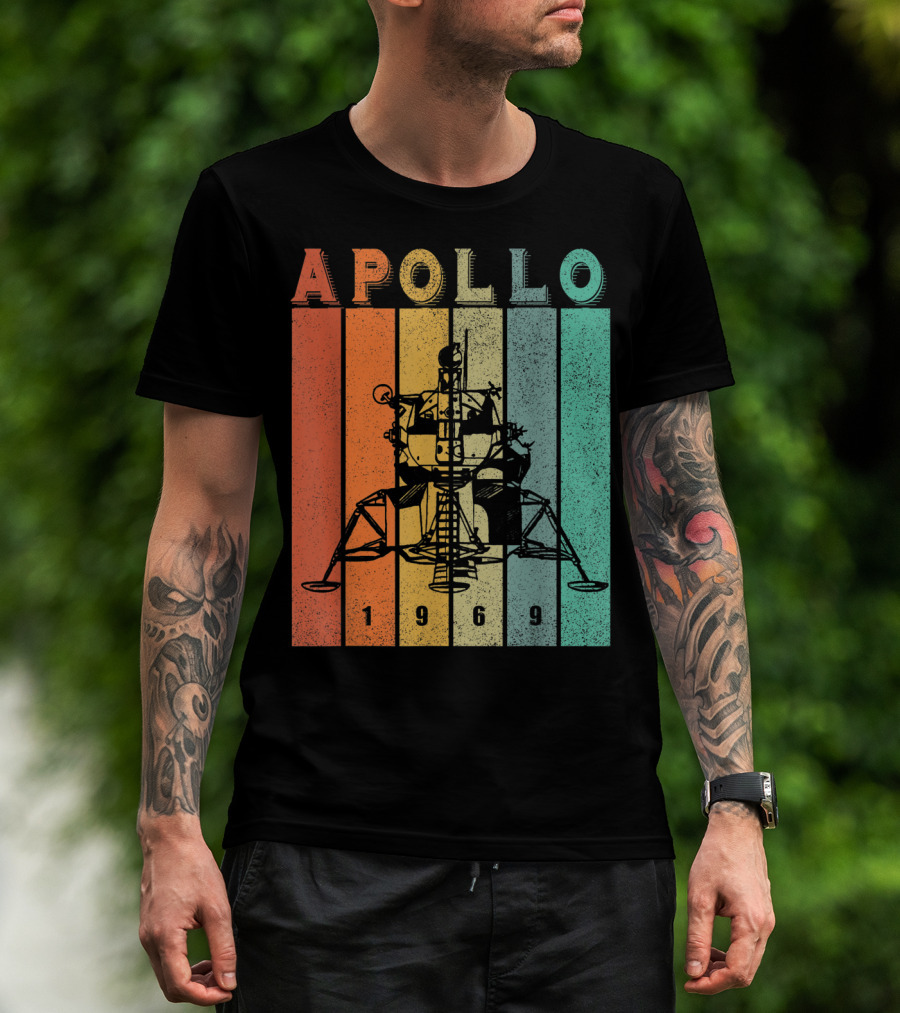 Apollo 1969 Lunar Module Vintage Retro Stripes T-Shirt
