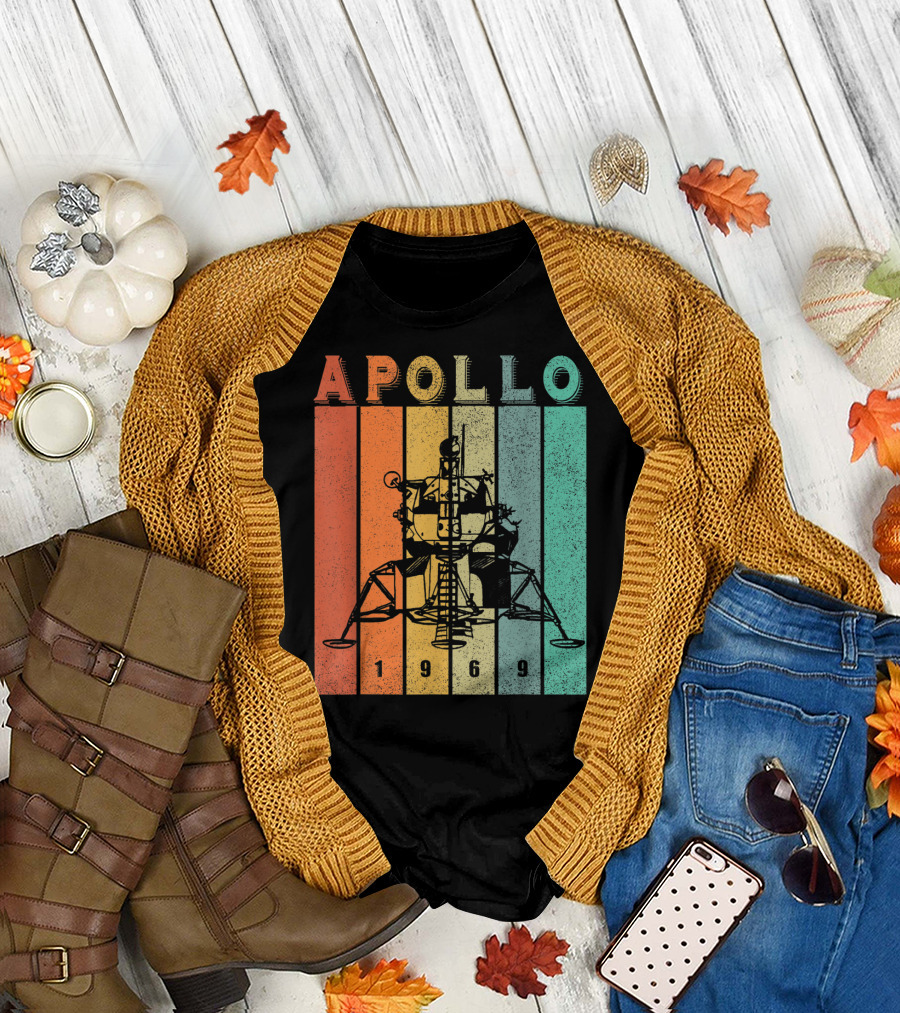 Apollo 1969 Lunar Module Vintage Retro Stripes T-Shirt