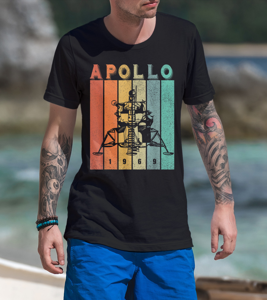 Apollo 1969 Lunar Module Vintage Retro Stripes T-Shirt