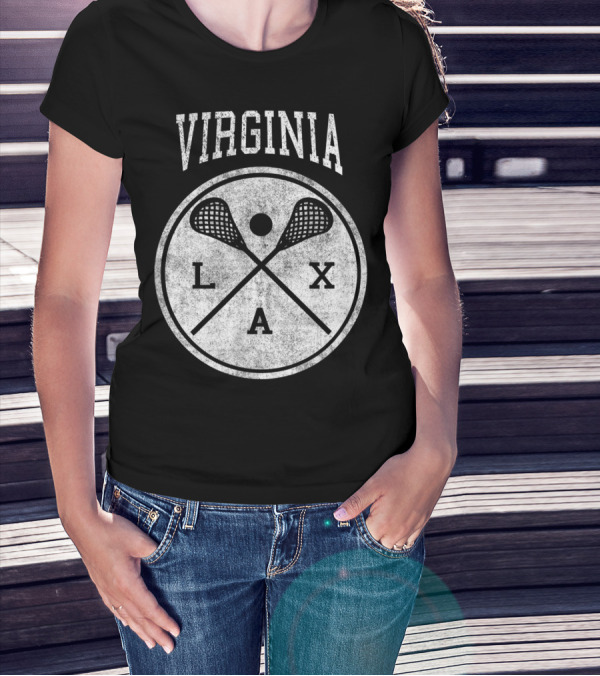 Virginia LAX Vintage Lacrosse Crossed Sticks Circle T-Shirt