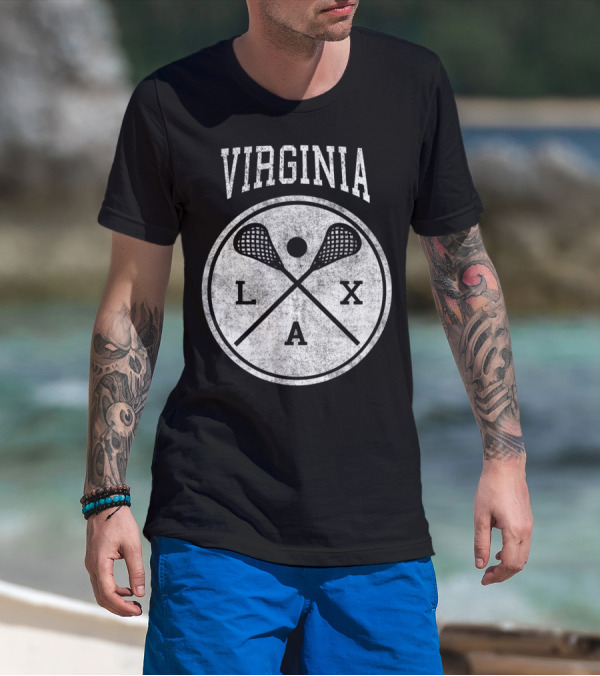 Virginia LAX Vintage Lacrosse Crossed Sticks Circle T-Shirt
