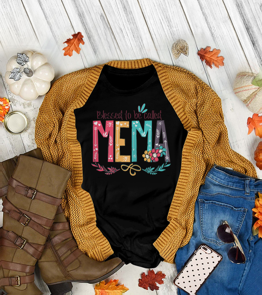 Blessed to be Called MeMa Floral Colorful T-Shirt