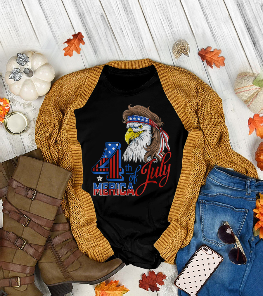 4th of July Merica American Eagle Mullet T-Shirt