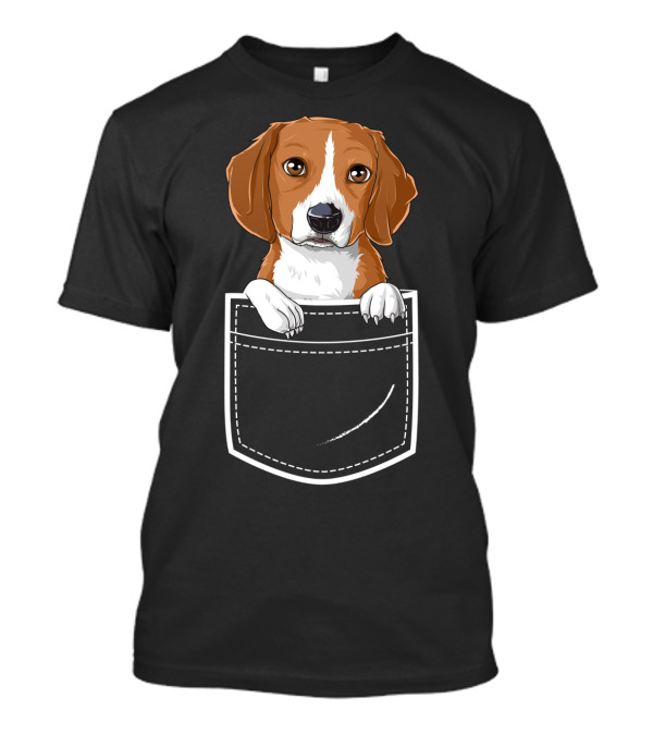 Beagle Puppy Peeking Out Of Pocket T-Shirt