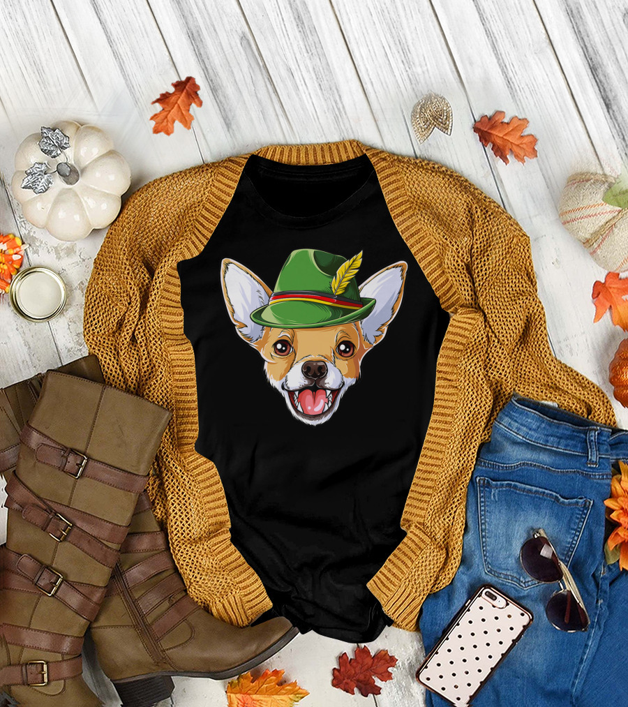 Chihuahua Oktoberfest Kids Boys Lederhosen Bavarian Hat T-Shirt
