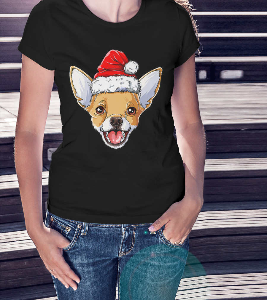 Chihuahua Santa Christmas Kids Xmas Holiday Cheer T-Shirt