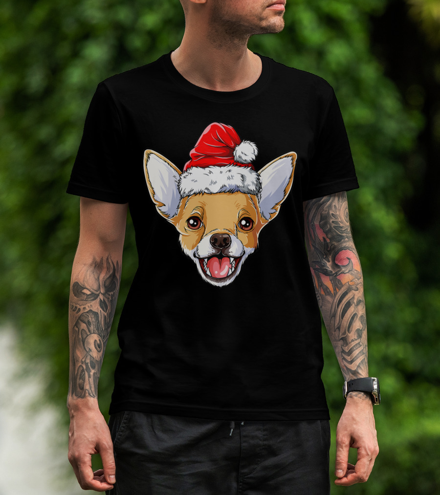 Chihuahua Santa Christmas Kids Xmas Holiday Cheer T-Shirt