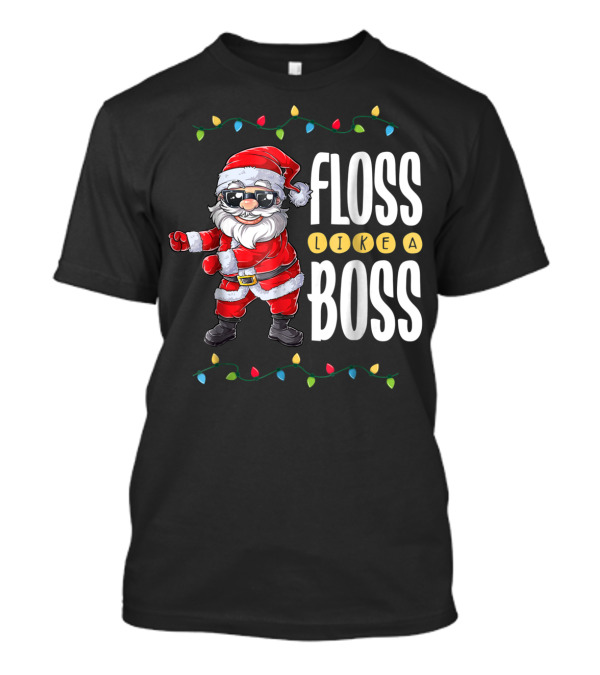 Christmas Floss Like A Boss Santa Dancing With Lights T-Shirt