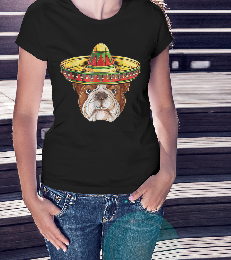 Cinco De Mayo English Bulldog Sombrero Boy T-Shirt