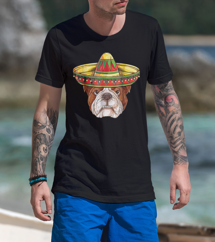 Cinco De Mayo English Bulldog Sombrero Boy T-Shirt