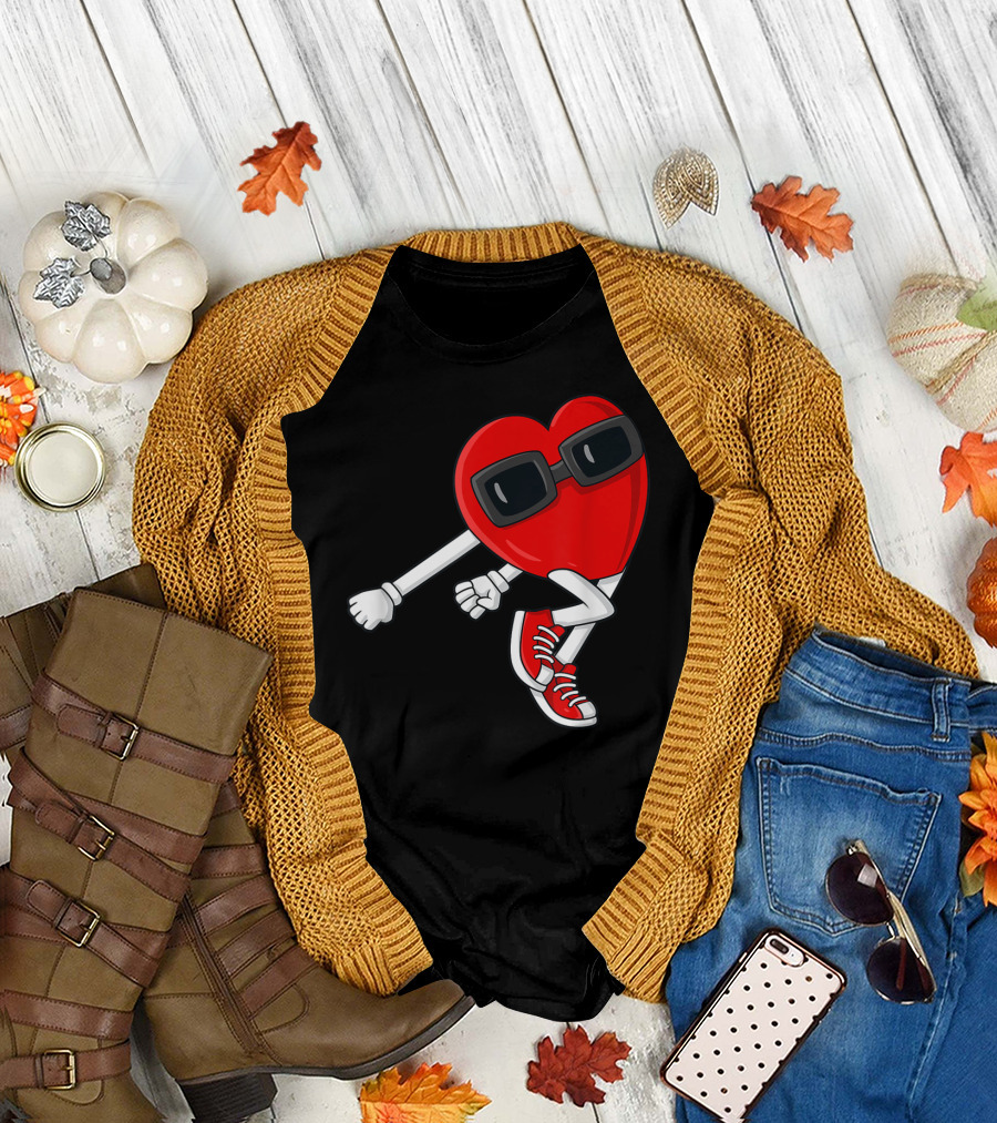 Shoot Heart Dance Valentines Day Cool Sunglasses Sneakers T-Shirt