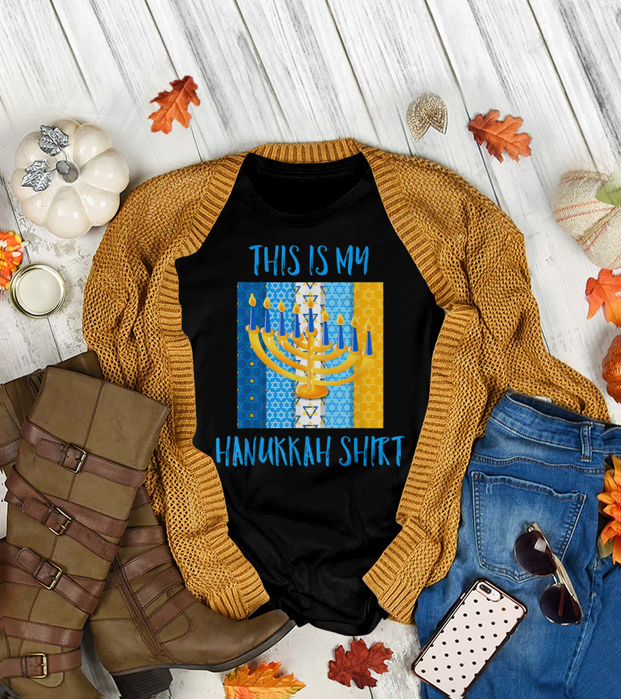This Is My Hanukkah Shirt Menorah Star of David T-Shirt